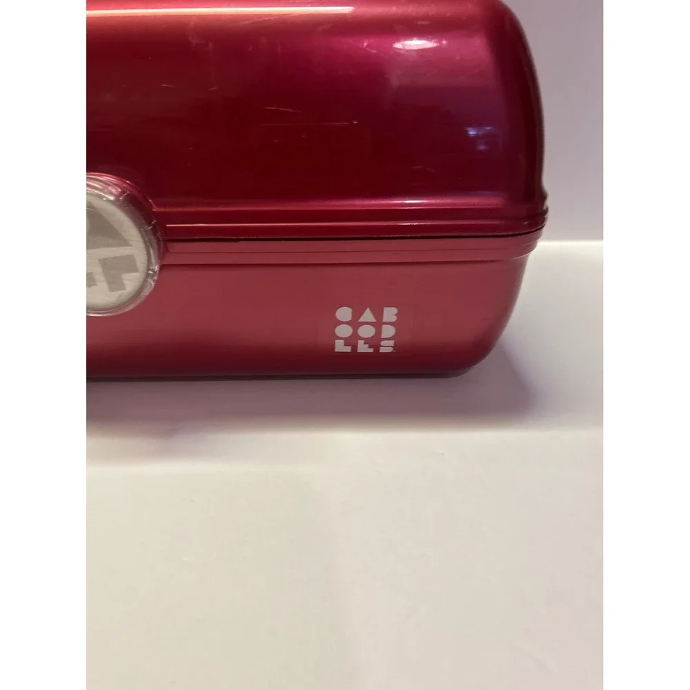 Caboodles Makeup Case Burgundy Train Cosmetic Organizer Mirror 12
